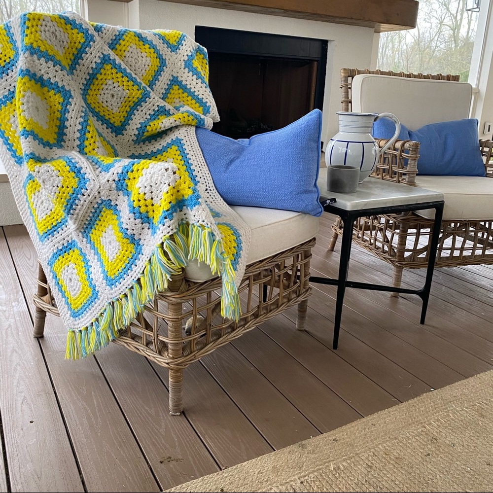 Hand Made Afghan Crochet Knit Throw Blanket